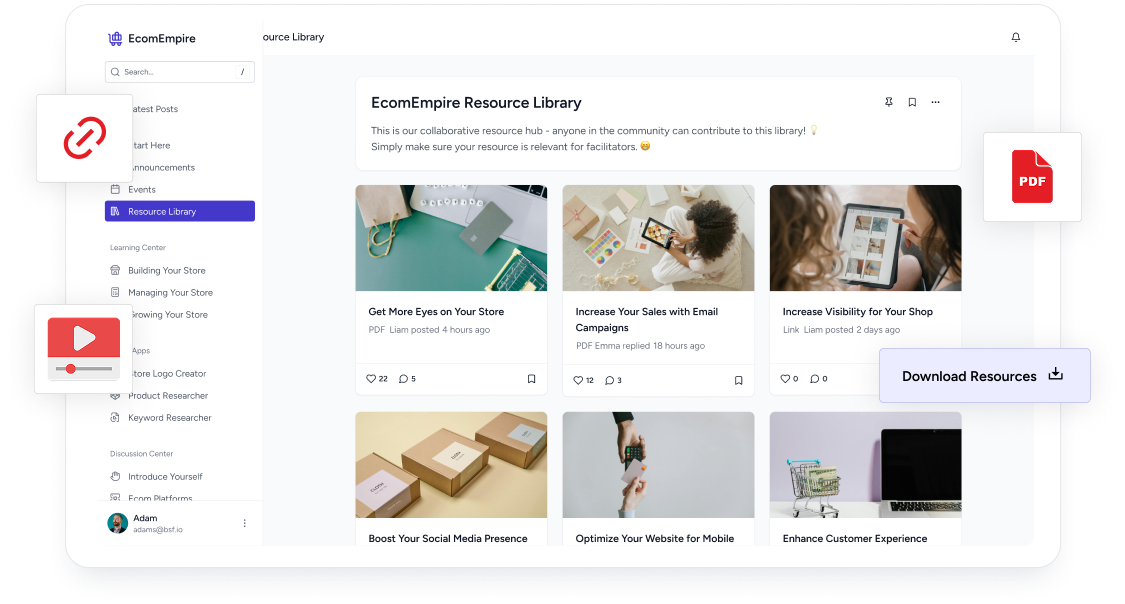 SureDash Resource Hub – Organized, Searchable Content Library